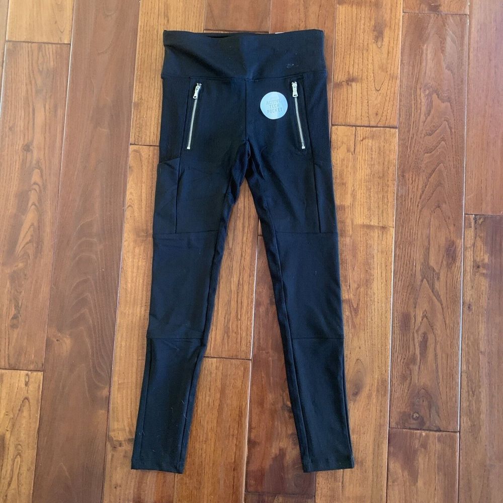 JUSTICE Leggings Girls Size 12 NWT Active Tech Pocket & Zipper Gym High Waist